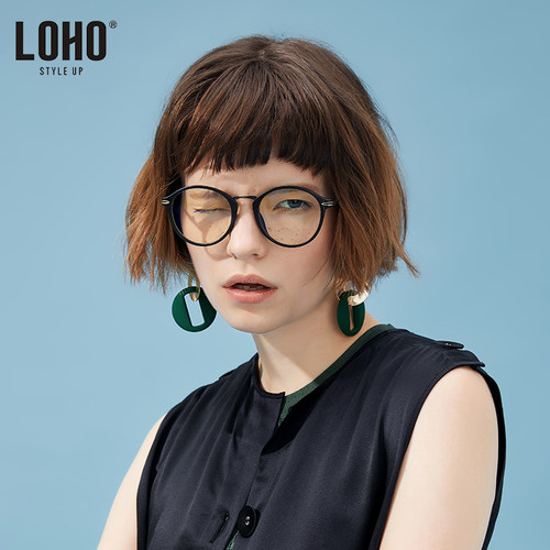 LOHO防蓝光眼镜复古玳瑁镜框平光手机抗辐射护目镜架超轻可配近视 - 图0