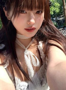 叠戴层次感设计白色蕾丝飘带女仙气百搭细窄长条丝巾锁骨颈带项链