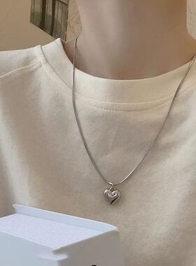 双层爱心项链碎银几两甜酷时髦锁骨链ins小众设计高级感颈链女潮