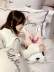 Girl Heart Bunny Jenny Bow Thêu 60S Long Velvet Cotton Cartoon Dễ thương Gối Sofa Đệm Trang trí - Trở lại đệm / Bolsters