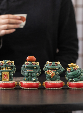 国潮小狮子招财摆件定制logo礼品
