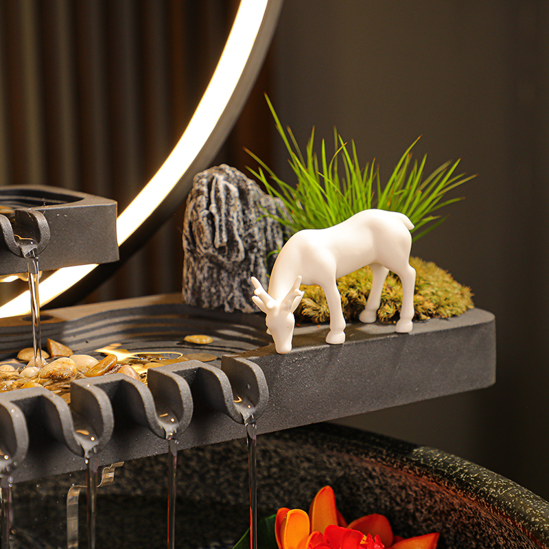 流水摆件循环水办公室客厅桌面景观鱼缸招财生财创意家居装饰礼品 - 图3