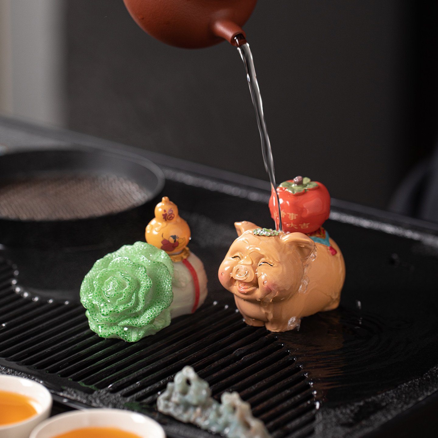 变色茶宠河豚可爱猪创意福禄百财可旋转茶玩茶道配件桌面摆件装饰,淘宝优惠券,粉丝福利购,淘宝优惠卷