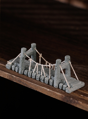 青砂石桌面装饰复古鱼缸拱桥吊桥