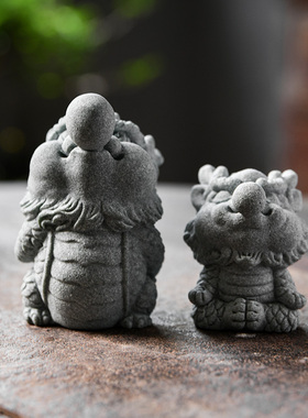 青砂石茶宠国潮风客厅吹泡泡摆件