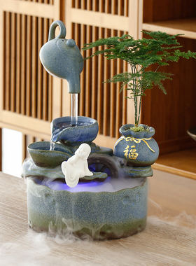 新中式循环水动物祝福摆件乔迁礼