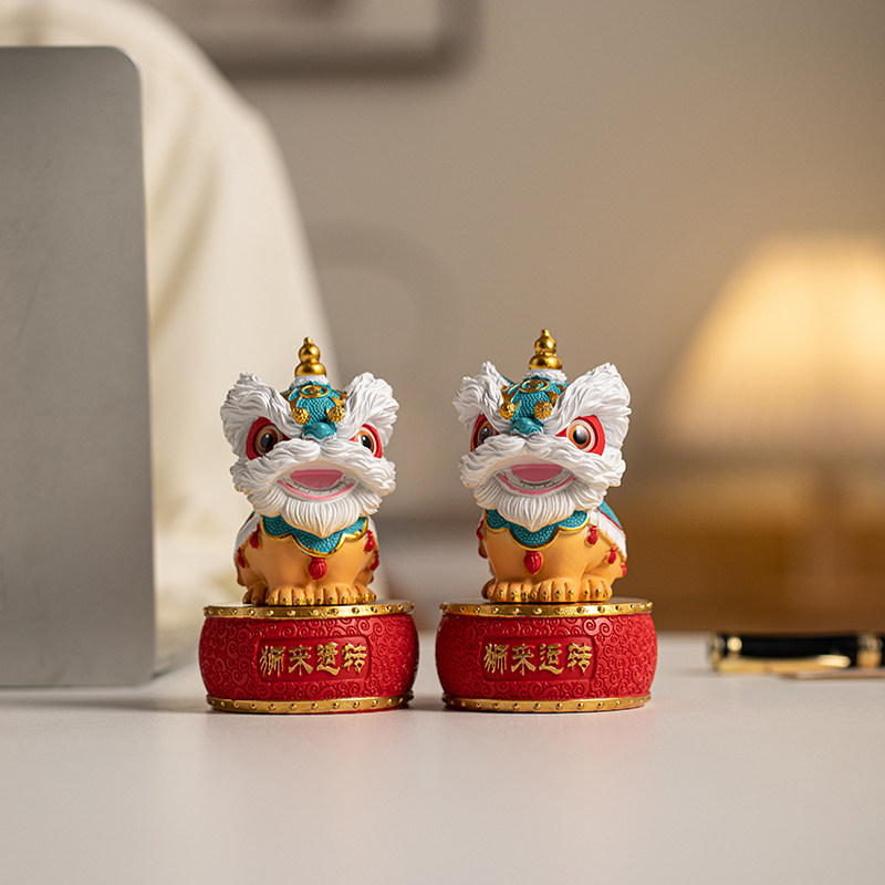 国潮文创佛山舞狮桌面摆件装饰高级感小众醒狮工艺品开业乔迁礼品,淘宝优惠券,粉丝福利购,淘宝优惠卷