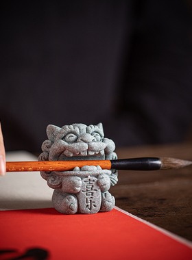 青砂石招财可爱茶桌小狮子装饰品