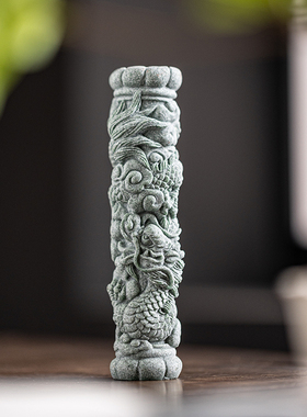 国潮文创盘龙柱家居玄关装饰摆件