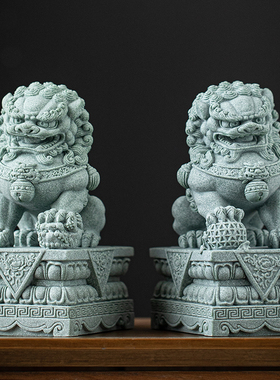 青砂石镇宅中式庭院石狮子吉祥物