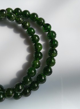 天然透辉石手串链菠菜绿色水晶祖母晶宝石单圈橄榄翠石榴石礼物