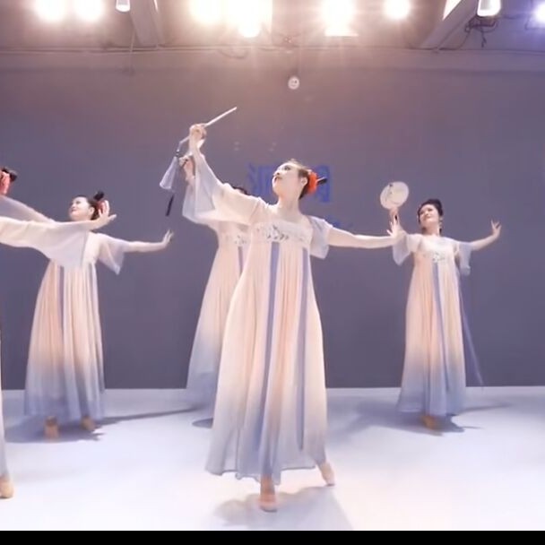 丽人行古典舞演出服女飘逸中国风民族美人吟舞蹈表演服装儿童汉服 - 图2