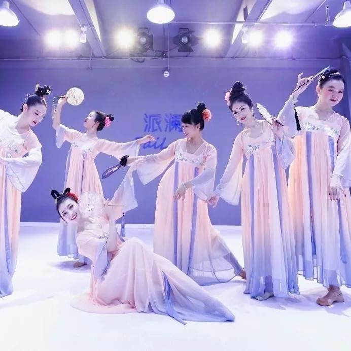 丽人行古典舞演出服女飘逸中国风民族美人吟舞蹈表演服装儿童汉服 - 图0