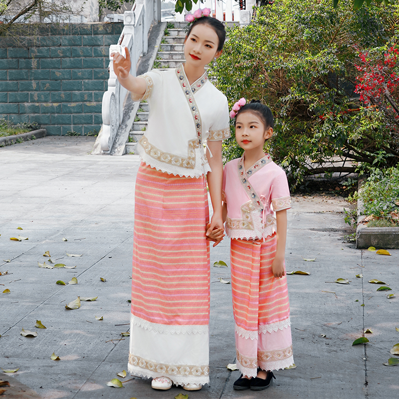 新款傣族儿童服装女西双版纳女童摄影服饰民族风套装儿童旅游拍照