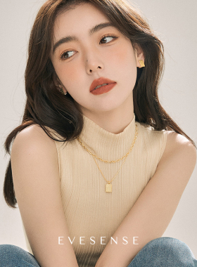 EVESENSE高级感双层欧美格纹项链