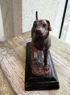 外贸出口树脂复古风做旧狗狗摆件中古风法式家居酒柜展示架装饰品