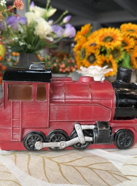 小火车造型树脂台灯摆件 家居装饰品台灯 创意复古灯具拍摄道具灯