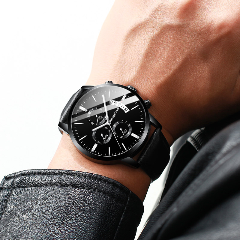 概念全自动韩版潮流高中钢带机械表 乔治伯爵手表国产腕表