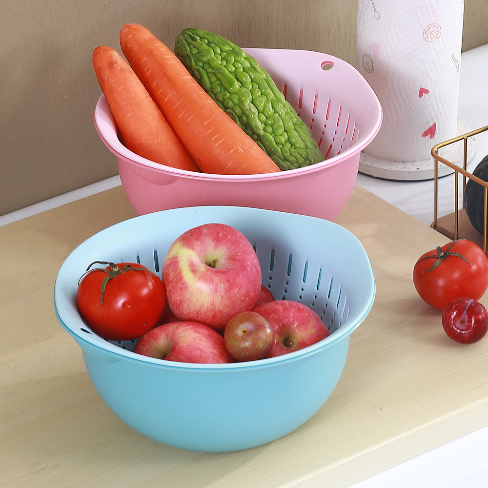 日式洗菜盆沥水篮厨房家用塑料水果盘客厅水槽滤水菜篓淘洗菜篮子 - 图2