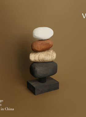 梵其侘寂风抽象实木堆叠装饰摆件