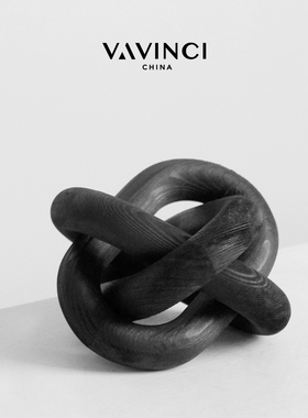 梵其侘寂风碳化木套环装饰摆件