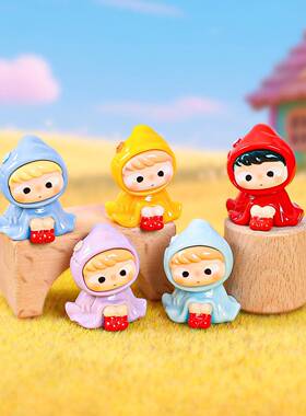 卡通雨衣崽崽公仔萌粒树脂diy饰品 桌面迷你摆件直播盲盒盲袋进货