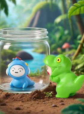 创意恐龙朋友萌粒公仔钥匙扣配件桌面小摆件潮玩直播盲盒盲袋