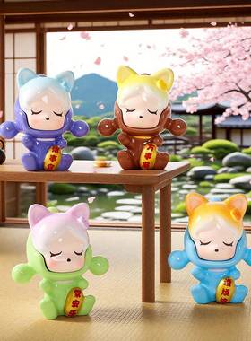可爱sp招财猫公仔摆件萌粒 diy装饰品盲袋盲盒配件车载桌面小摆件