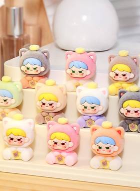 创意植绒坐姿招财猫潮玩公仔 招财萌粒diy钥匙链高级感桌面小摆件