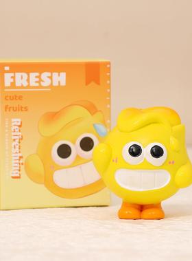 卡通龇牙水果公仔树脂摆件直播盲盒迷你手办办公桌面创意礼品摆件