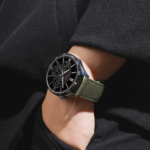 手表带男款真皮磁吸扣洞洞透气表链代用卡西欧万国天梭DW浪琴天王 - 图1