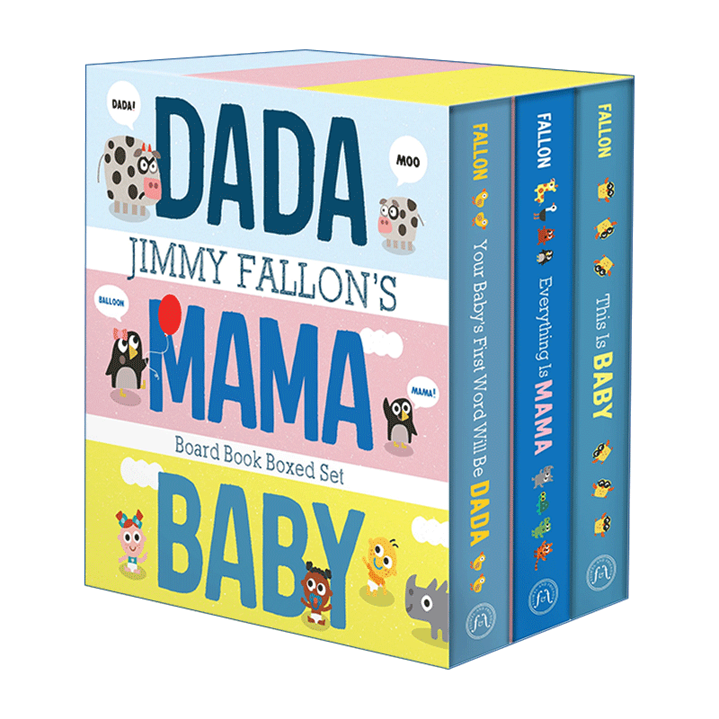 英文原版 Jimmy Fallon's DADA MAMA and BABY Board Book Boxed Set Jimmy Fallon 3册盒装纸板书 先叫爸爸 一切都是妈妈 这就