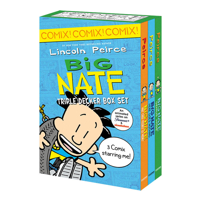 英文原版 Big Nate Triple Decker Box Set 大内特四格漫画1-3册套装 英文版 进口英语原版书籍 - 图0