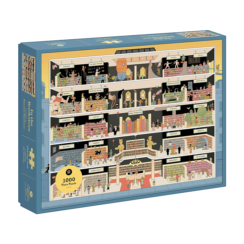 英文原版 In the Bookstore 在书店 一千片拼图 艺术启蒙游戏互动 英文版 进口英语原版书籍