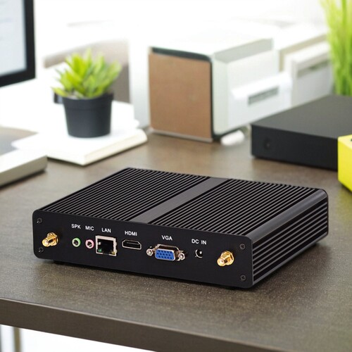 占美 赛扬双核微型迷你电脑主机低功耗静音HTPC客服办公家用HT590 - 图0