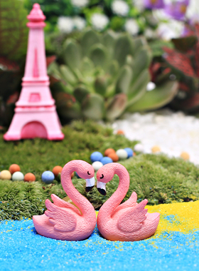 菁娇 少女系粉天鹅鱼缸摆件 创意微景观水上动物送学生送少女礼物