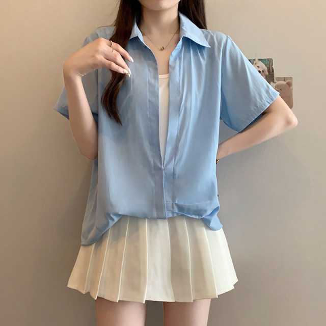 Summer Dopamine ໃສ່ເສື້ອ Chic ສອງຊິ້ນປອມສໍາລັບແມ່ຍິງທີ່ມີໄຂມັນບວກກັບຄົນອັບເດດ: ຄົນອັບເດດ: ສີທີ່ກົງກັນຂ້າມກັບເສື້ອແຂນສັ້ນ