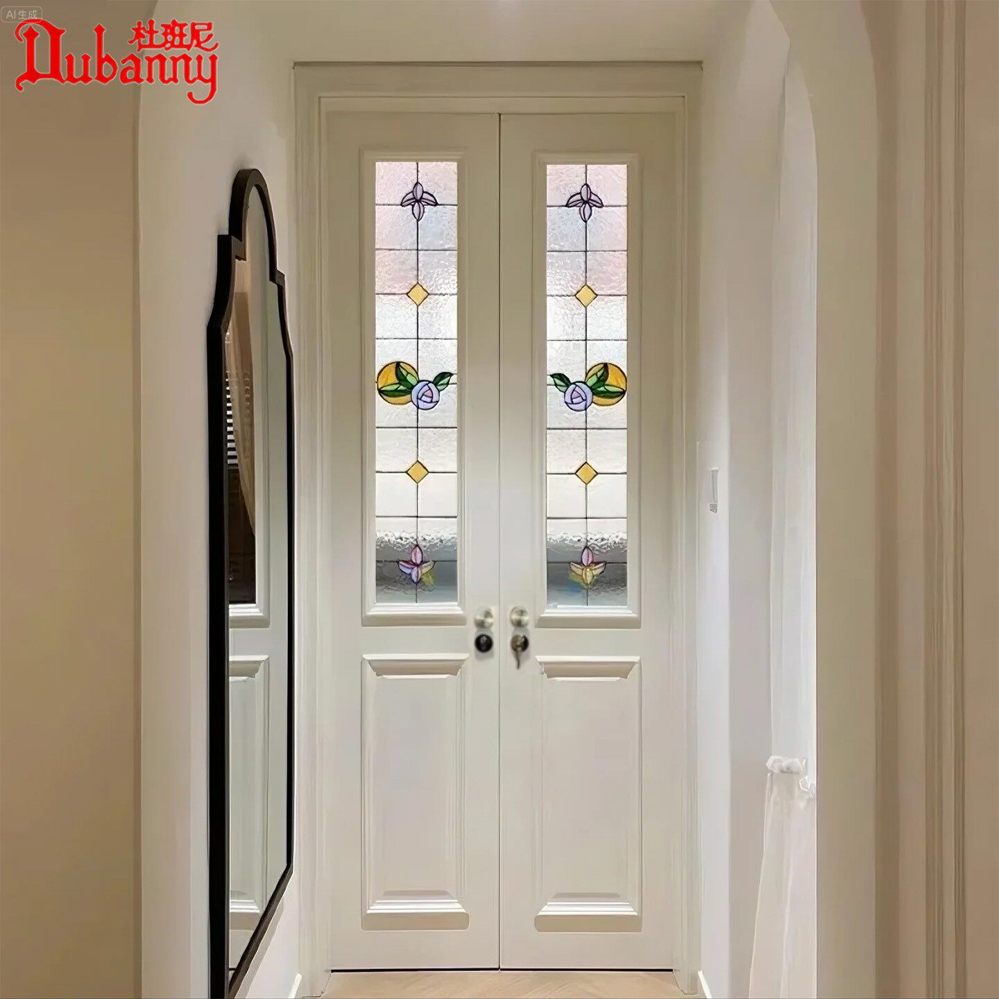 French retro double-open bedroom and living room with American double doors