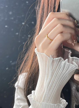 金包银 古法传承素圈戒指女不掉色锡金光面情人节礼物