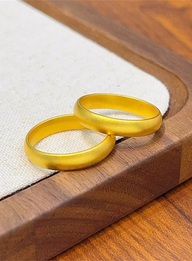 金包银古法素圈戒指女男款闭口素圈光面戒指