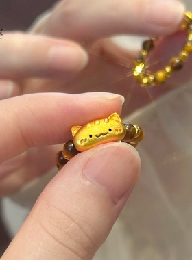 金包银猫咪萌宠转运珠手串手链女串珠diy手绳送女友