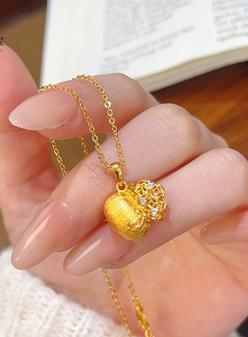 金色饰品拉丝葫芦项链女款2025新款爆款轻奢小众精致高级感锁骨链