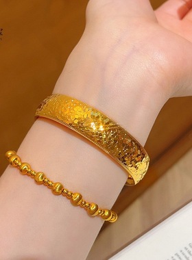 金包银碎冰冰手镯女亮片碎冰冰闭口镯子