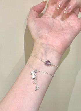 「铃兰絮语」精致紫色铃兰花小众叠戴流苏手链2025新款气质配饰