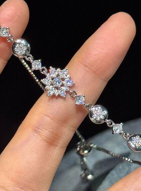 Vintage雪花时尚精致设计锆石轻奢调节手饰气质手链