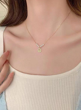 天使之翼小众设计感项链女白月光轻奢简约通勤时尚百搭颈链锁骨链