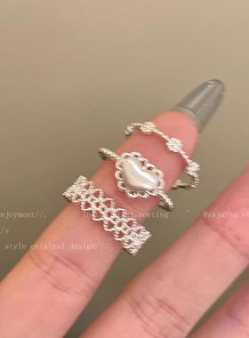 蕾丝花边爱心拉丝戒指