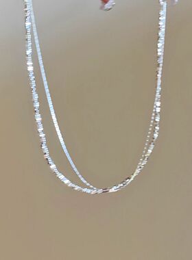 碎银子项链女款轻奢小众双层锁骨链2023新款爆款高级感颈链叠戴