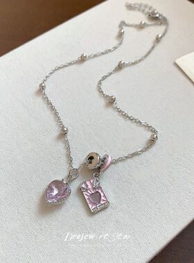 恋爱塔罗牌新款吊坠爱心项链时尚塔罗牌时尚高级小众锁骨链女