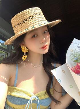 春日明媚黄色花朵流苏耳环女度假风绝美耳夹气质大气独特漂亮耳钉